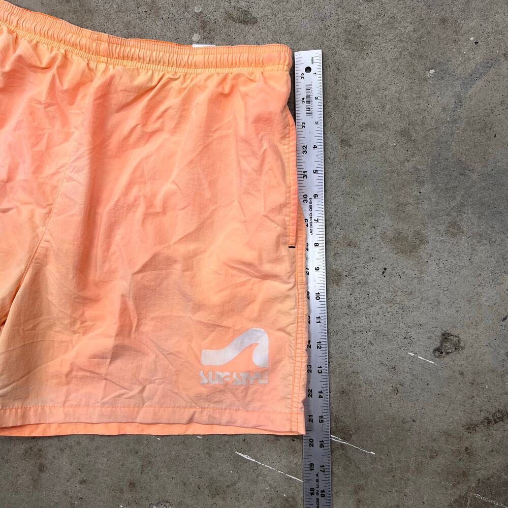 Vintage 90s Surf Style Swim Trunks XL Peach Orange Nylon Shorts Beach Surfer - Picture 14 of 16